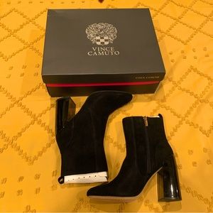Black Suede Vince Camuto Enerva Booties (New with Box)
